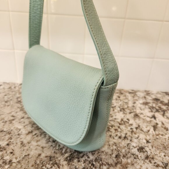 Coach Vintage Aqua Mint Sonoma Small Flap 4919 Natural Grain Leather 1996 USA - Picture 2 of 16